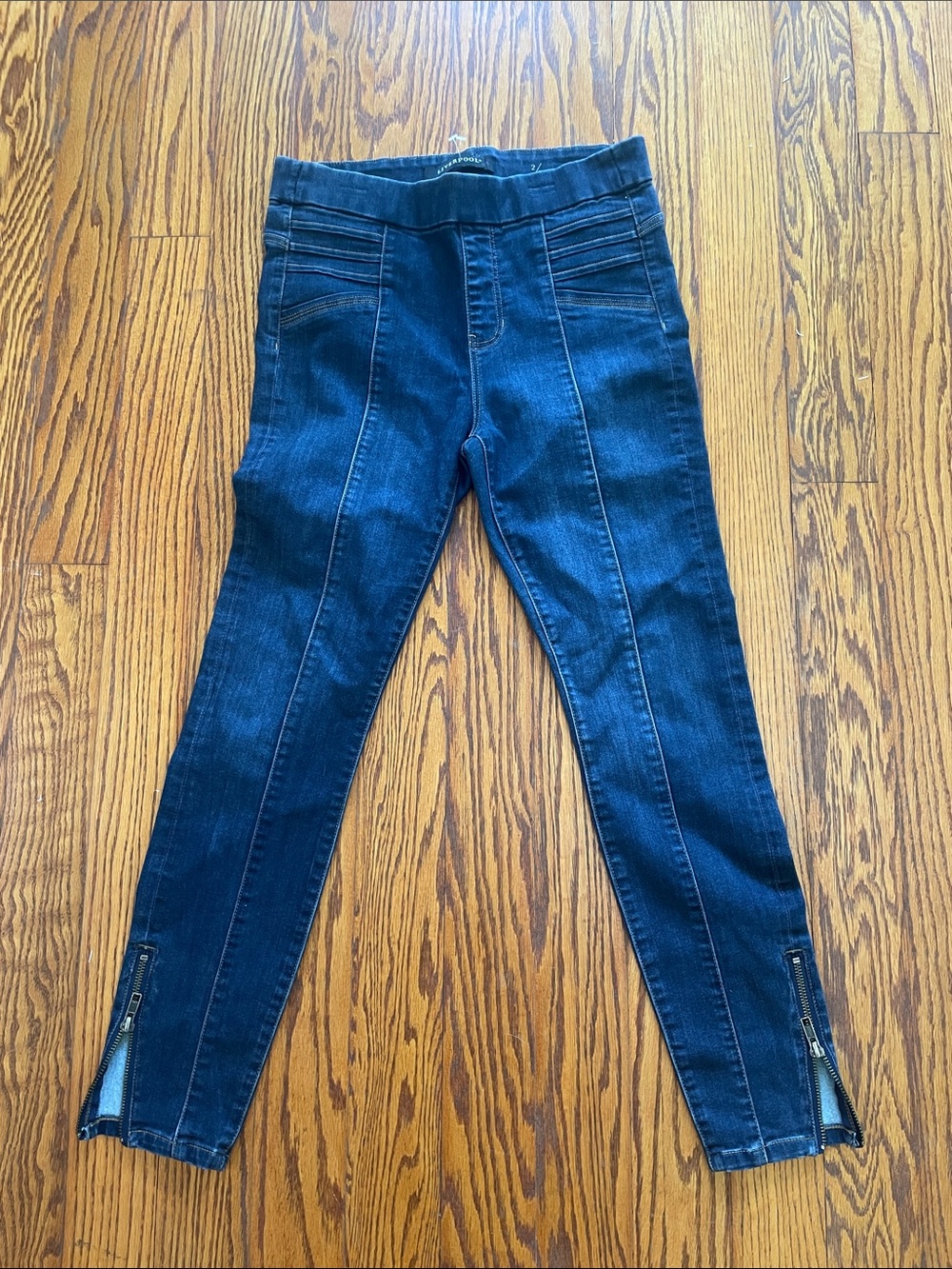 Liverpool Dark Blue Stretch Jeggings with Ankle Zippers